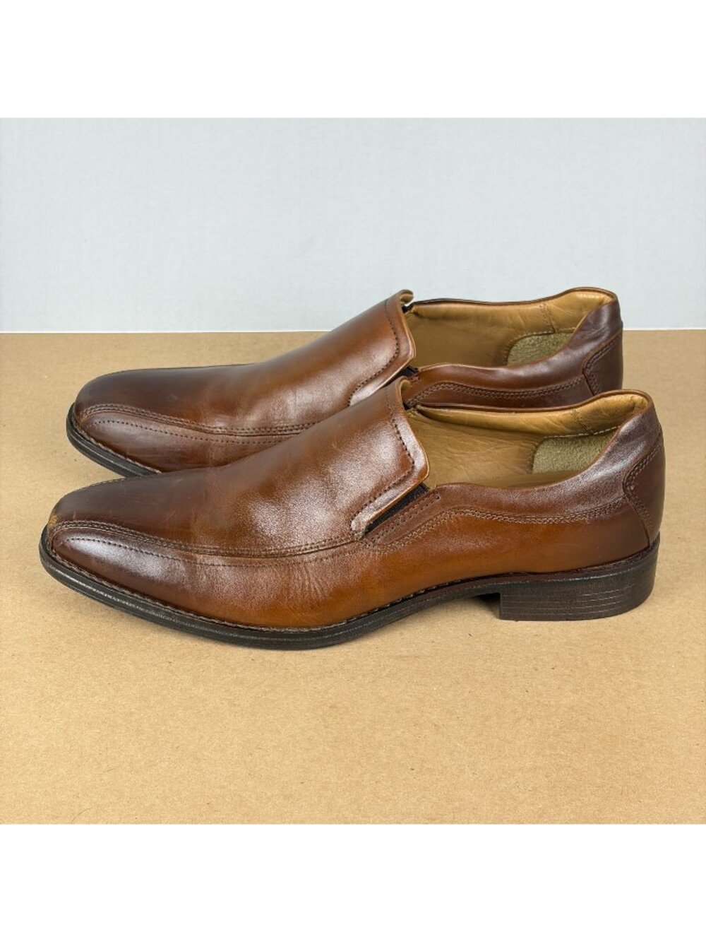 Johnston & Murphy Lewis Venetian Leather Dress Shoes Mens 9.5 Brown Slip On